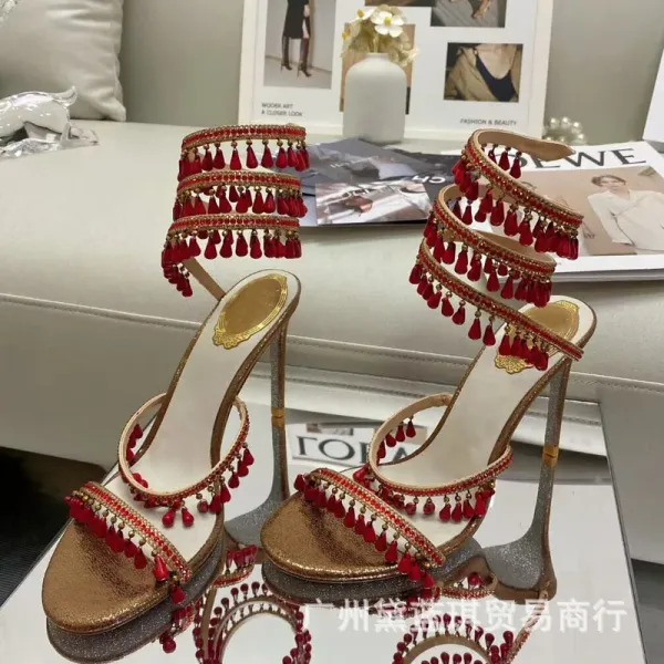 Crystal-Embellished Silver Stiletto Heels - 10