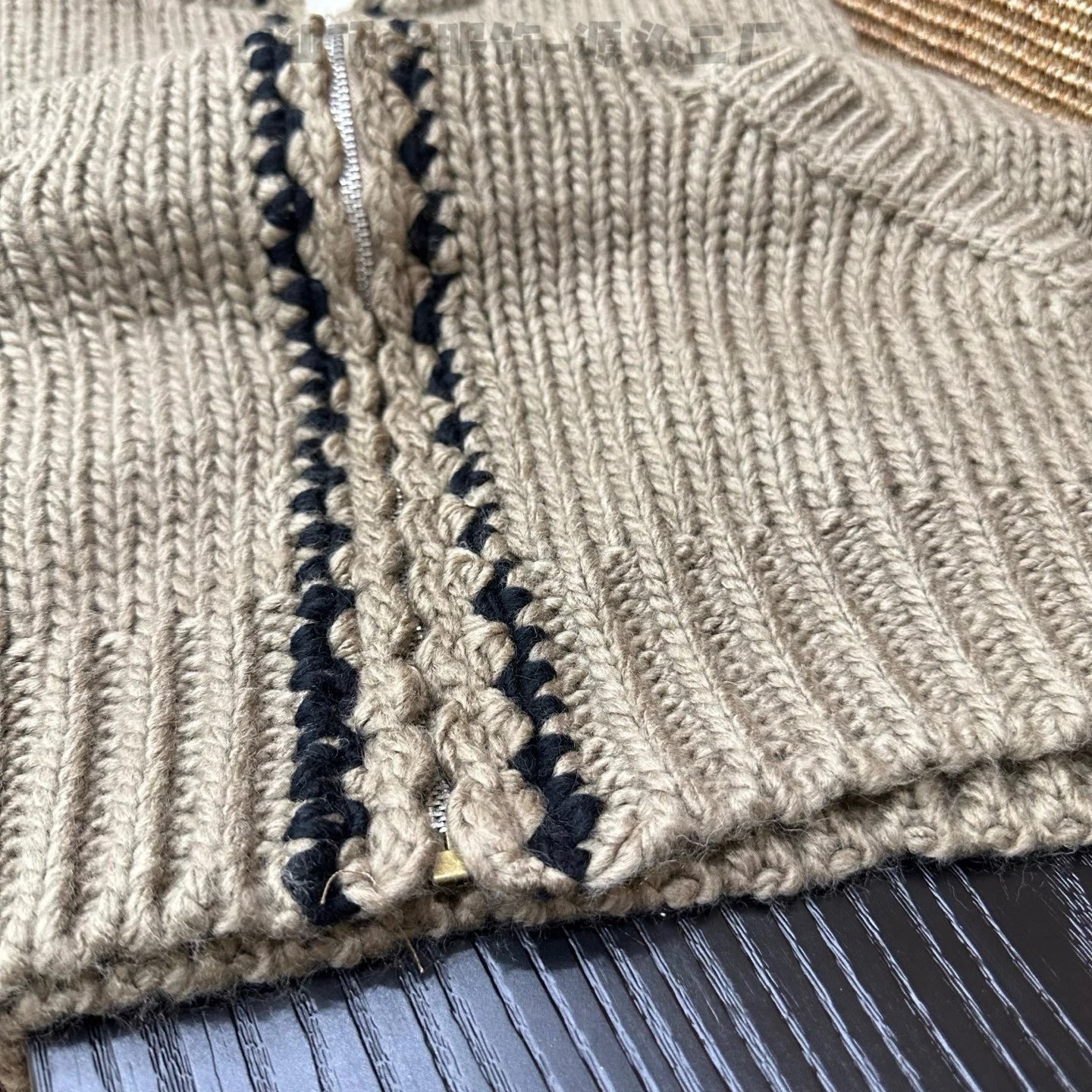 Hand-Knit Crochet-Trim Hooded Cardigan Beige Knit Cardigan - 22