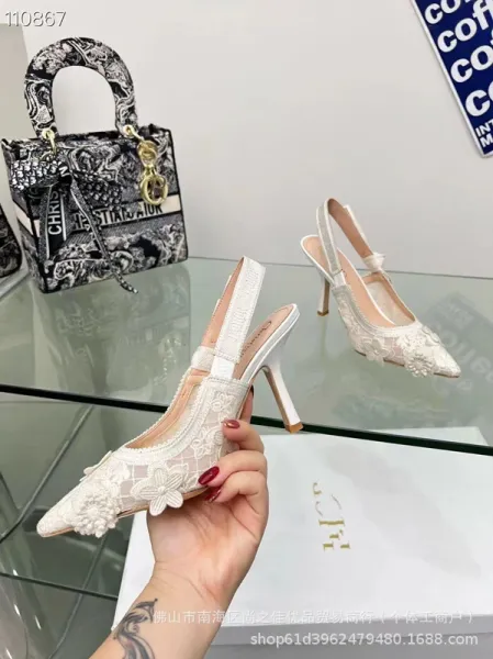 Dior J'Adior Lace Embellished Red Slingback Heels - 28