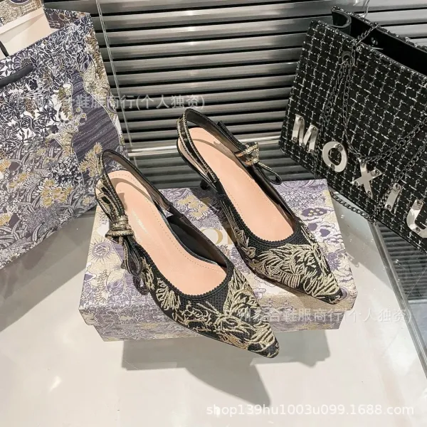 Dior J'Adior Slingback Heels Multicolor Floral Embroidered Pointed-Toe Pumps - 17