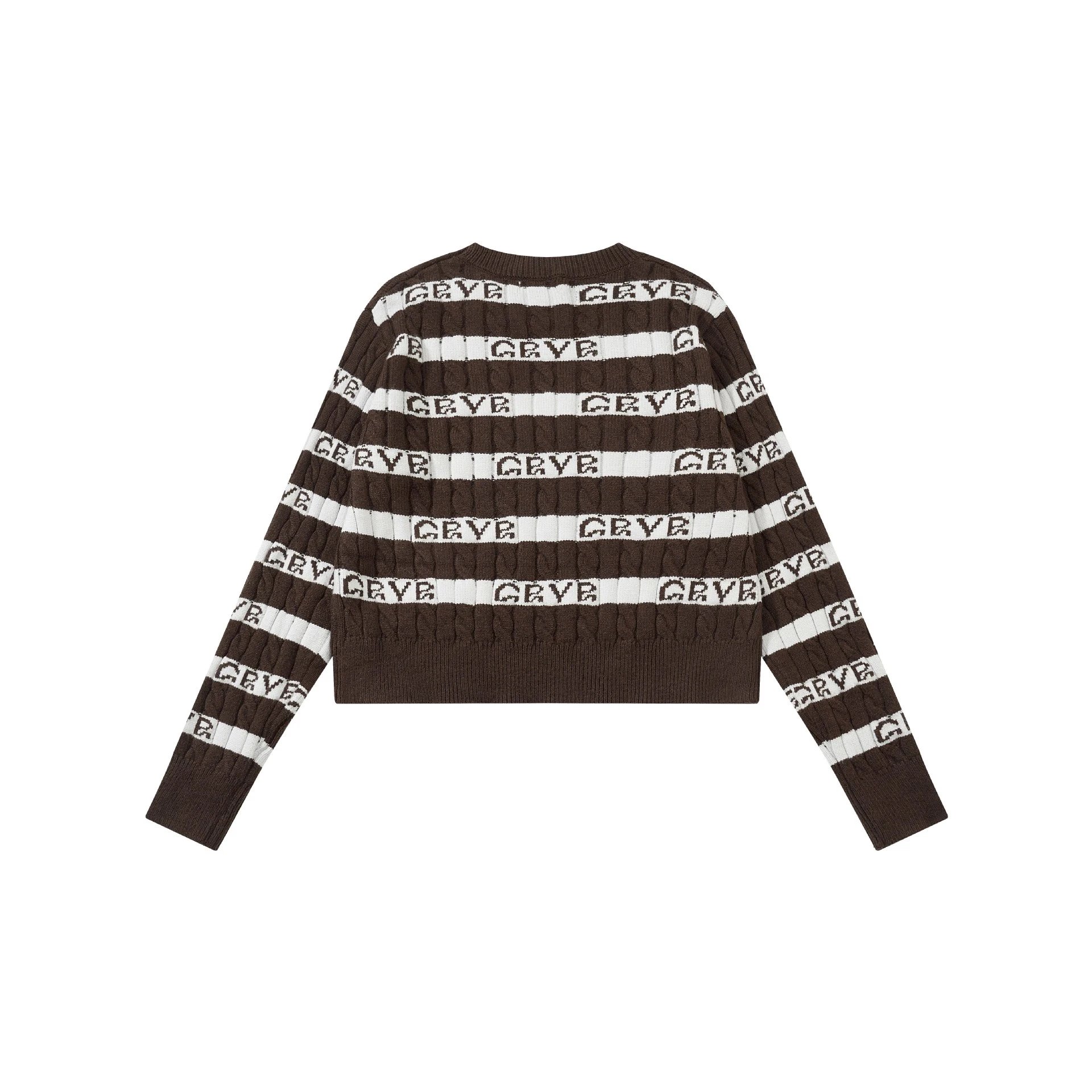 GRA Logo Stripe Ribbed Knit Sweater White/Gray - 6