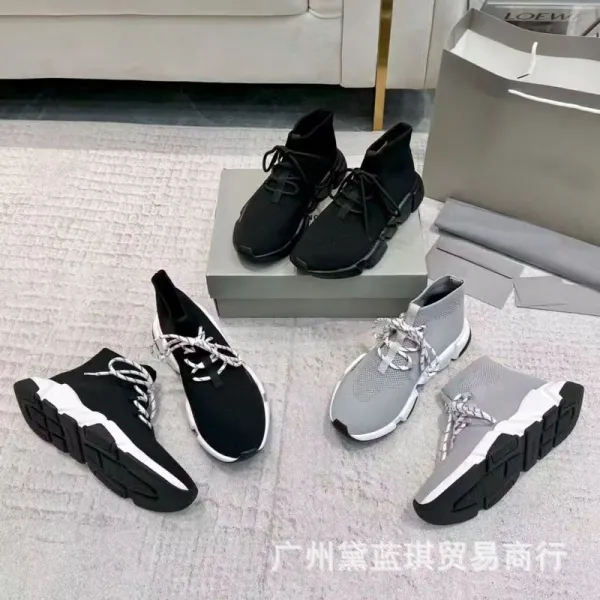 Balenciaga Speed Trainer Gray Knit Sneakers - 2