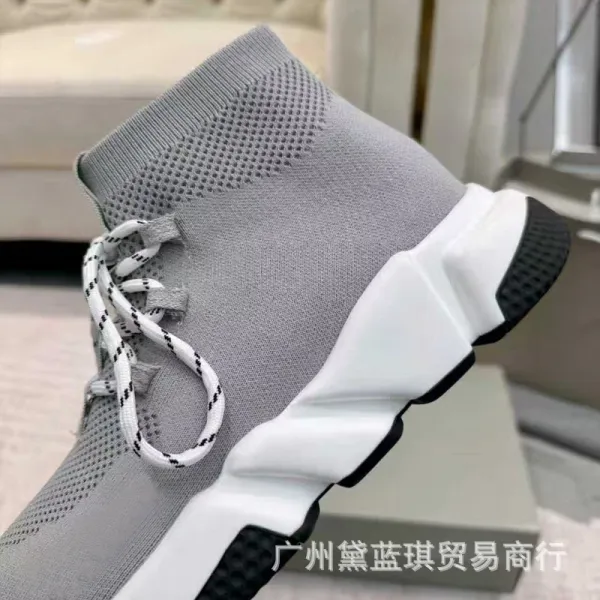 Balenciaga Speed Trainer Gray Knit Sneakers - 4