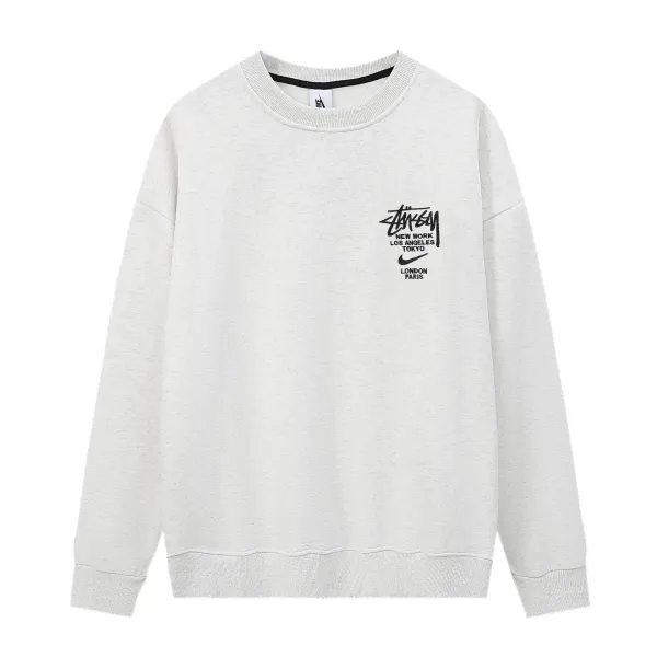 Stüssy x Nike City Series Crewneck Sweatshirt Light Gray Hoodie - 1