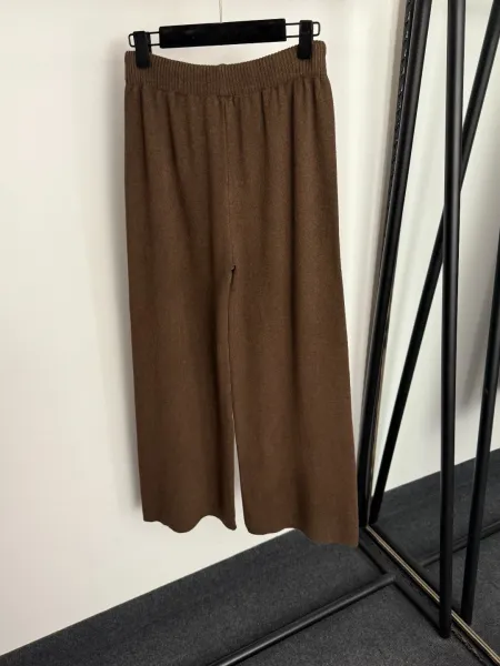 Celine Triomphe Logo Knit Hoodie and Wide-Leg Pants Set Brown - 8