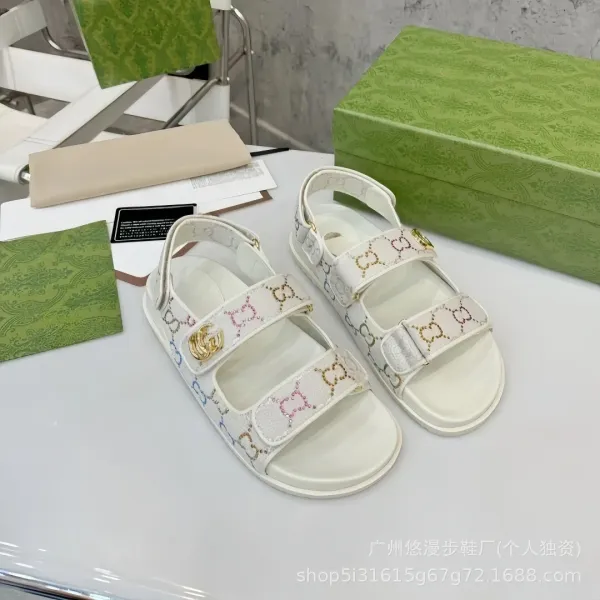 Gucci GG Marmont Slide Sandals Beige Monogram Canvas Sandals - 4
