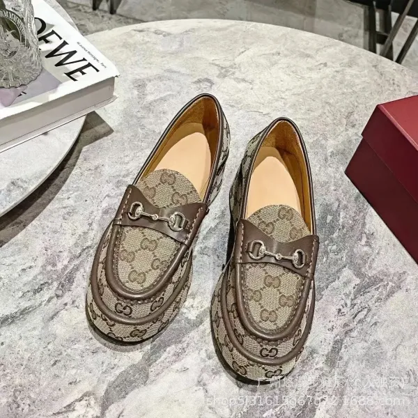 Gucci Horsebit Loafer Beige GG Canvas Platform Loafers - 4