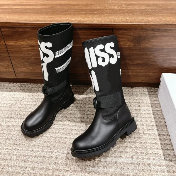 Off-White x Moncler Genius Logo-Print Combat Boots - 24