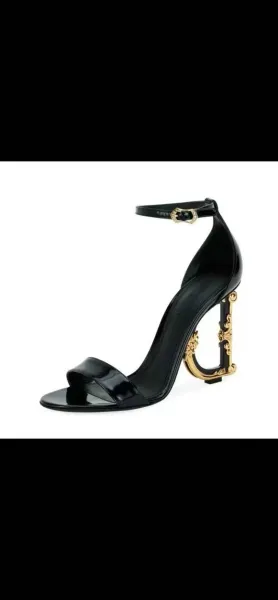 Versace Chain-Link Ankle Strap Heels in Red, Black, and Beige - 7