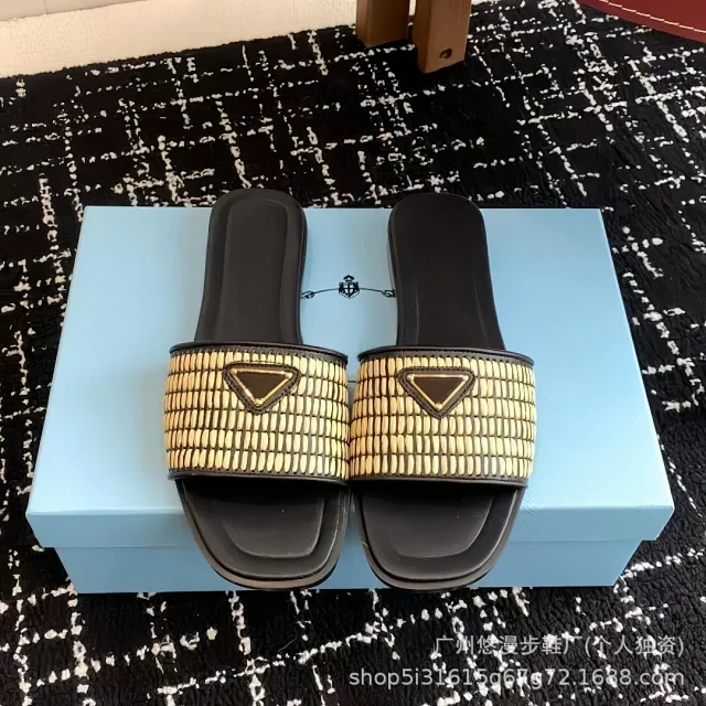 Unbranded Sandals Woven square-toe slide with triangle appliqué product detail image 1