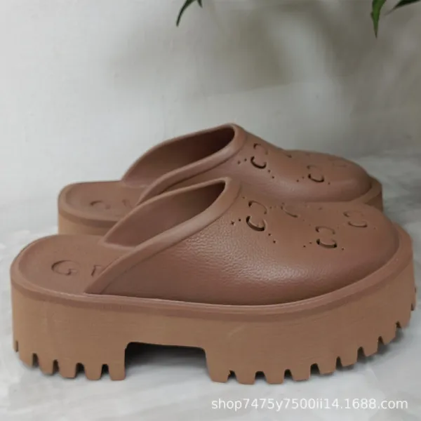 Gucci GG Marmont Platform Clog Beige Sandals - 6