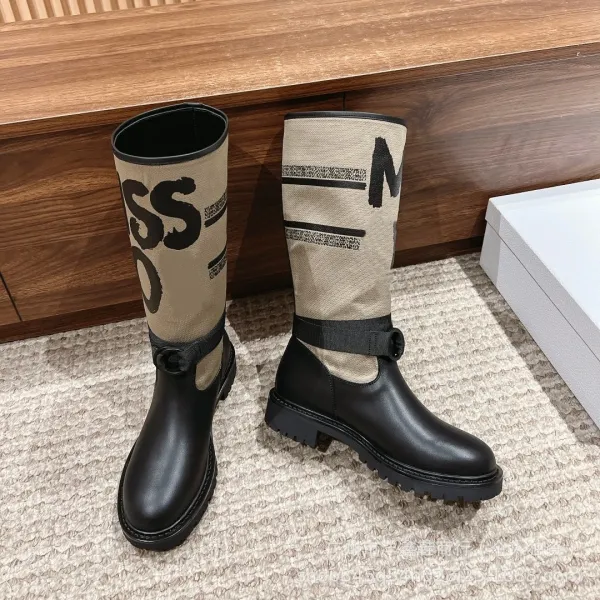 Off-White x Moncler Genius Logo-Print Combat Boots - 28