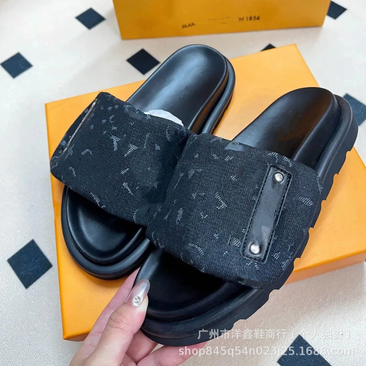 Louis Vuitton Damier Azur Green Slide Sandals - 11