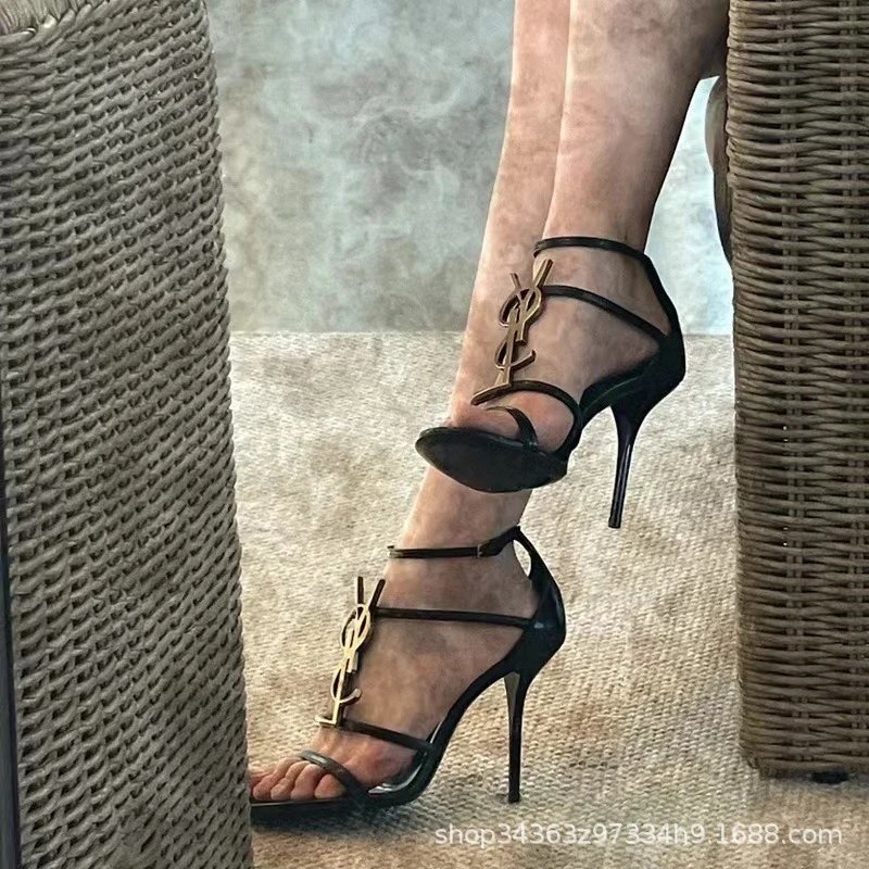 Saint Laurent Tribute Y-Strap Patent Leather Black Stilettos - 3