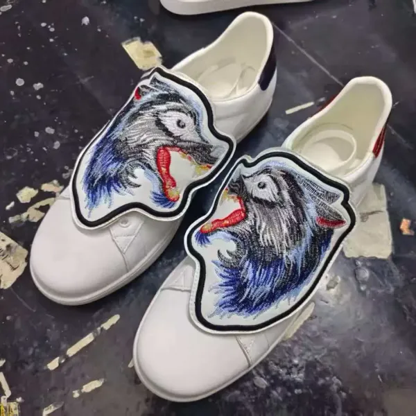 Gucci Ace Cat-Embroidered Sequin White Sneakers - 11