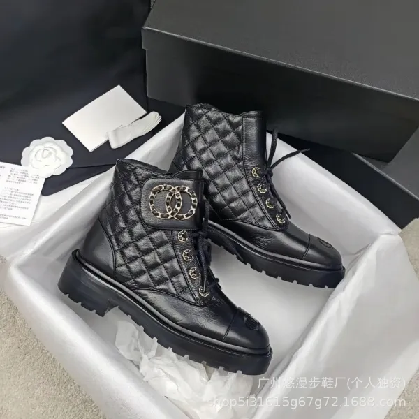 Chanel Gabrielle Boot Black Quilted Leather Platform Ankle Boots - 2