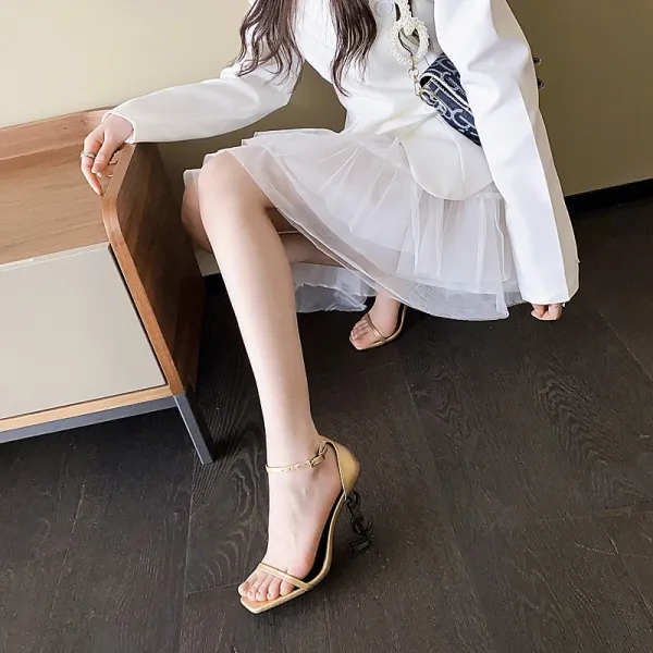 Saint Laurent Tribute Sandals Black Patent Leather Heels - 7