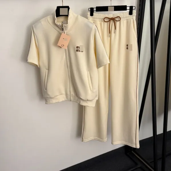 MMY Short-Sleeve Track Jacket and Sweatpants Set Navy with Orange Trim Tracksuit - 6