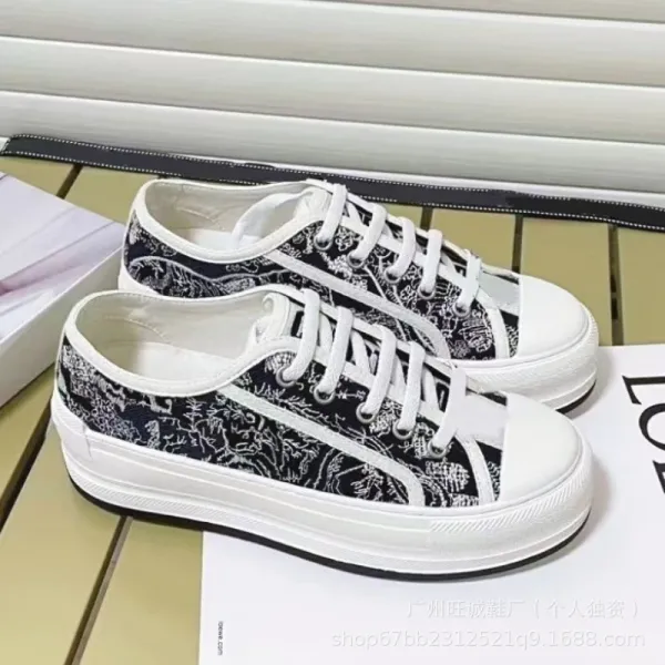 Dior B23 Oblique Print White Platform Sneakers - 13