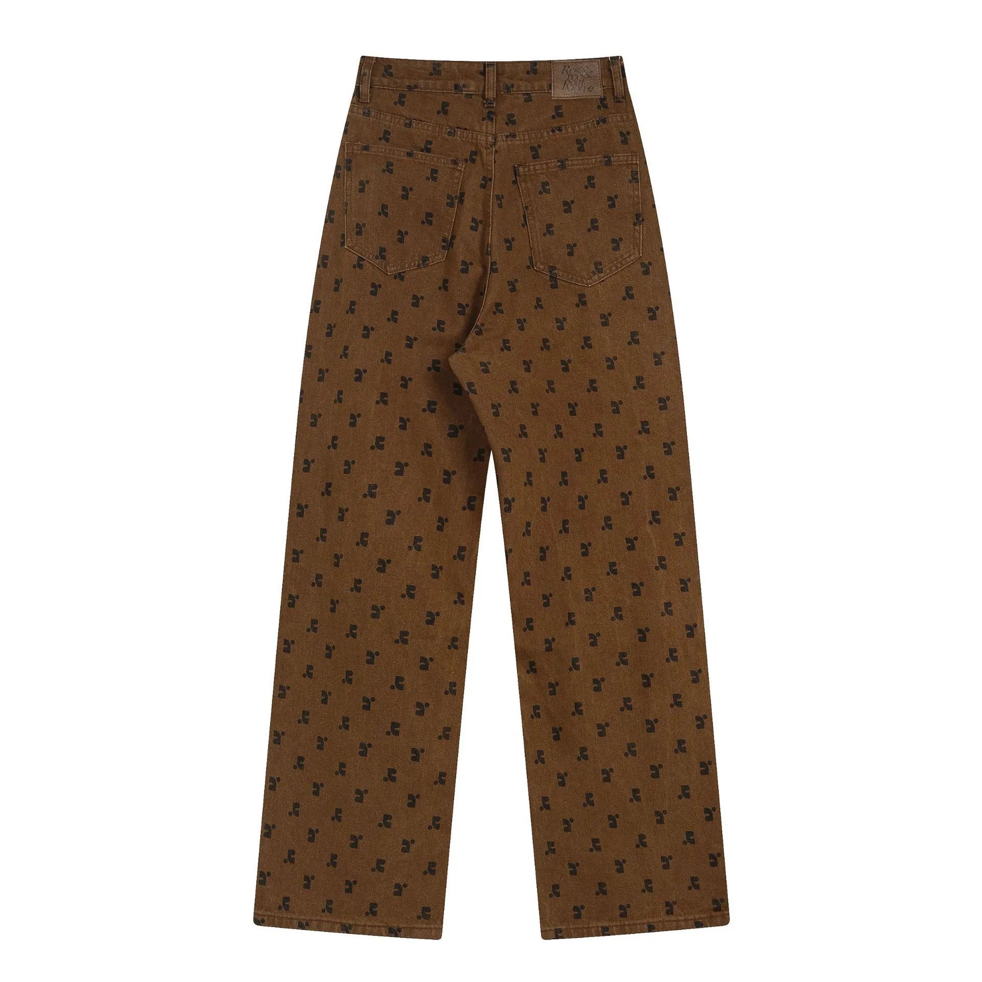 Gallery Dept. Printed Wide-Leg Jeans Brown - 11