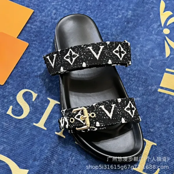 Louis Vuitton Monogram Denim Slide Sandals Light Blue - 7