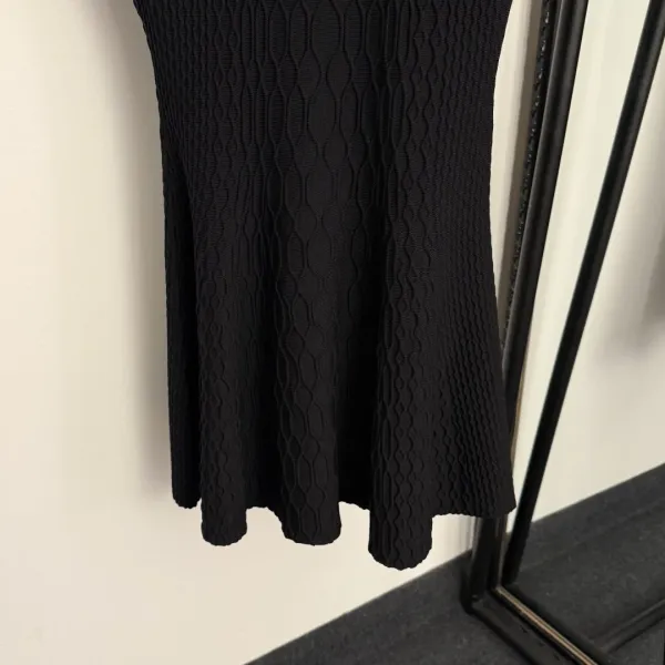 Balenciaga Knit Dress with Gold Shoulder Studs Black - 7