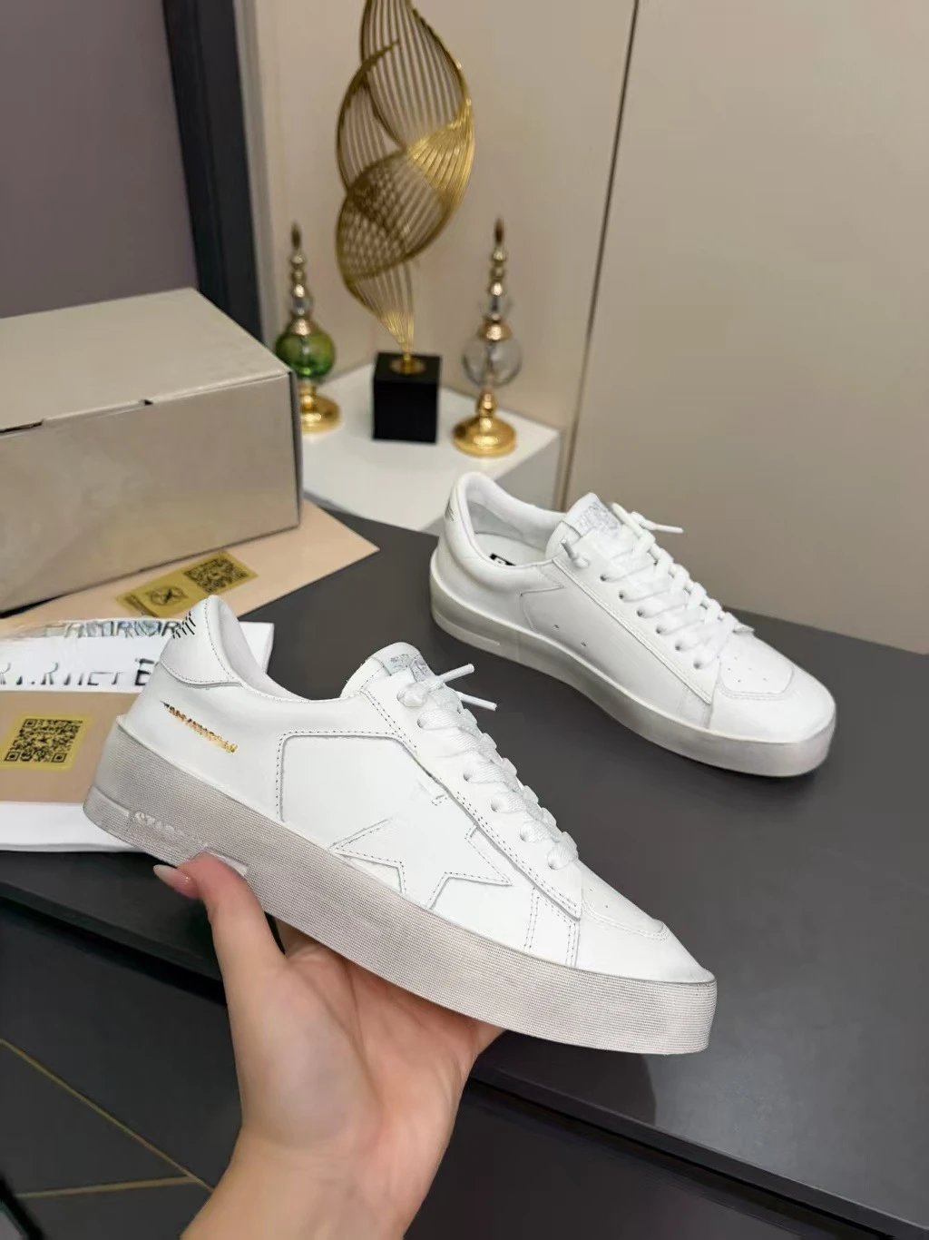 Golden Goose Super-Star Black and White Leather Sneakers - 2