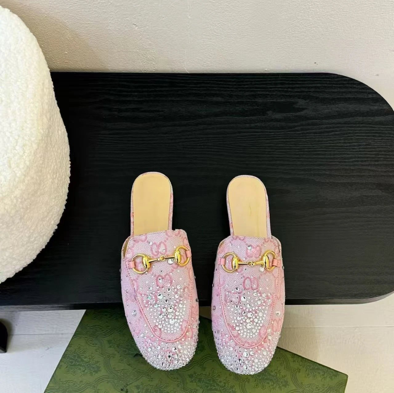 Gucci Princetown Crystal-Embellished Burgundy Loafers - 6