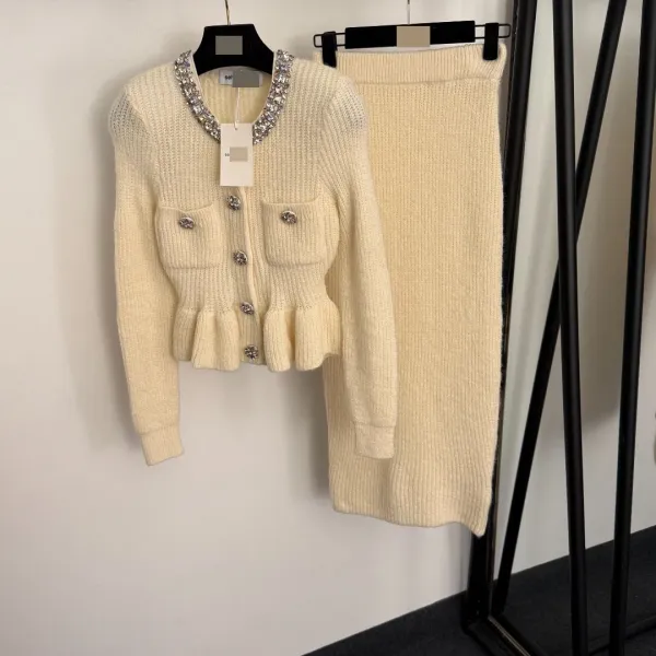 Saint Tears Embellished Knit Set Light Blue Cardigan and Skirt - 5