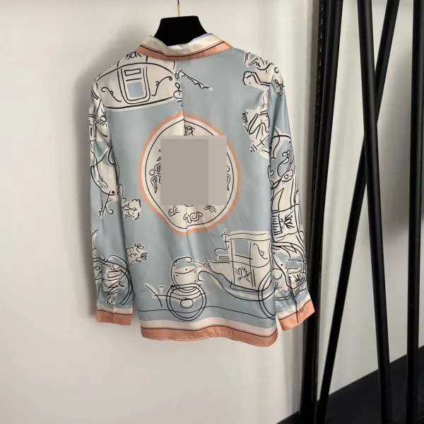Multicolor Abstract Print Silk Sleepwear Set - 7