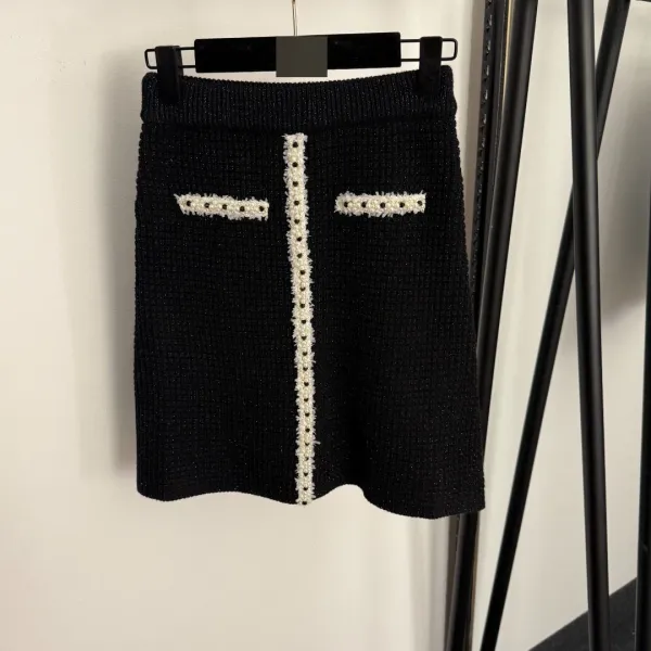 Chanel-Inspired Tweed Set Black and White Cardigan and Skirt - 14