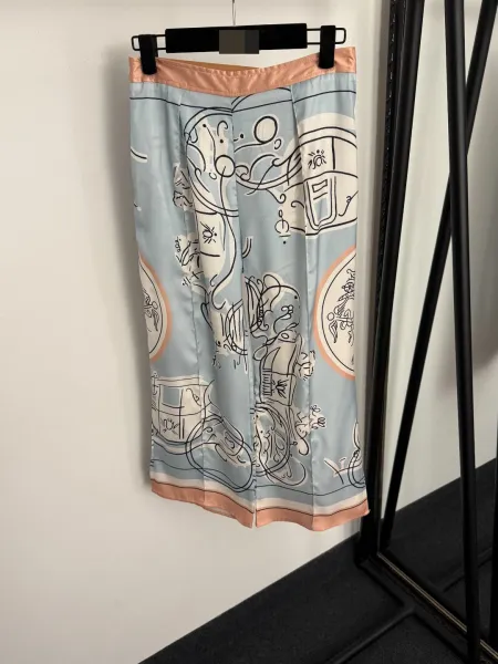 Multicolor Abstract Print Silk Sleepwear Set - 12
