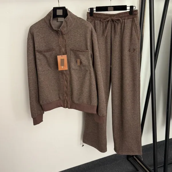 Design Beige Textured Zip-Up Track Set - 4
