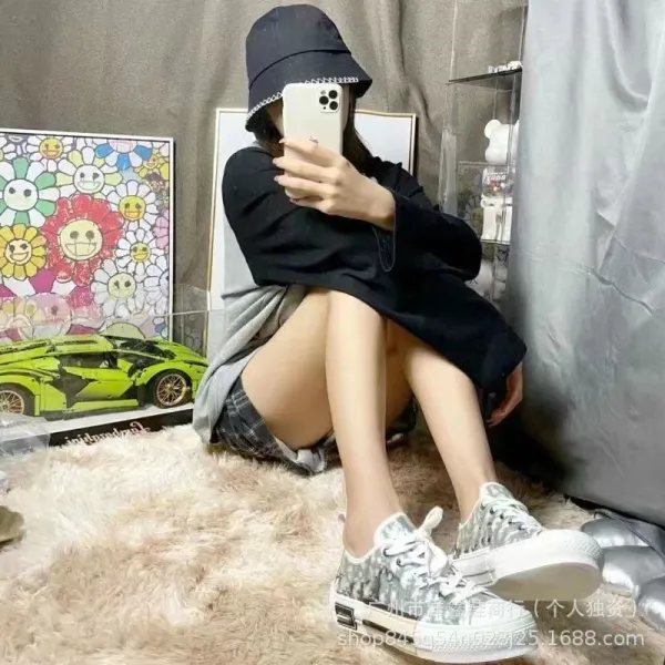 Dior B23 Oblique Print White Low-Top Sneakers - 5