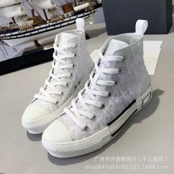 Dior B23 Oblique Print White Low-Top Sneakers - 12