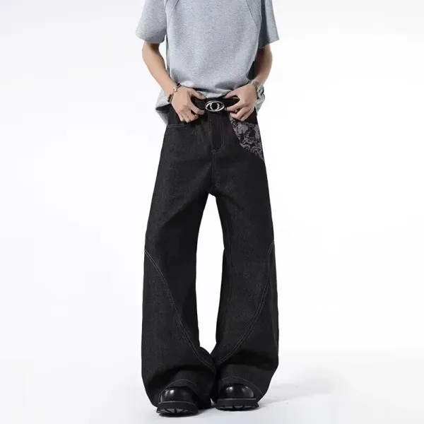 Gallery Dept. Embroidered Wide-Leg Black Jeans - 4