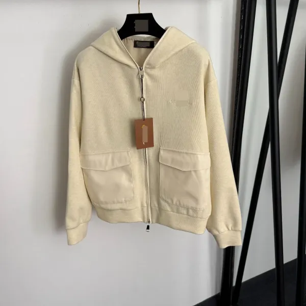 Design Cream Ribbed Hoodie and Wide-Leg Sweatpants Set - 6