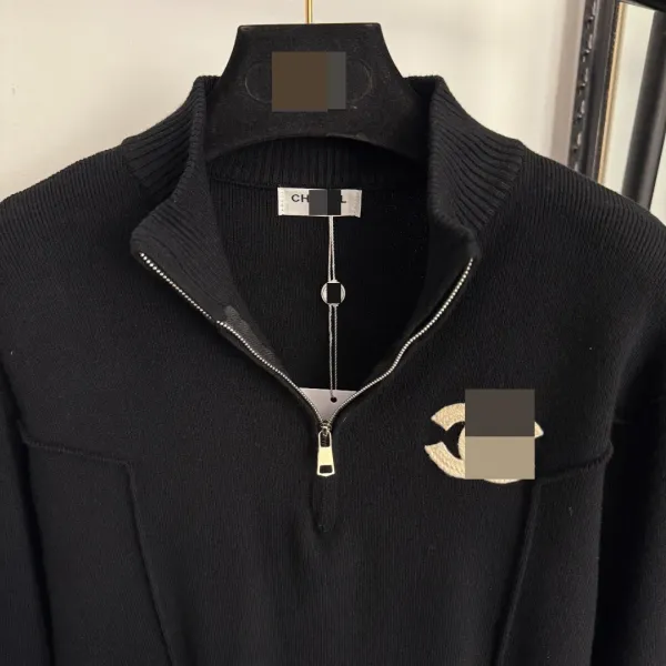 Chanel CC Logo Knit Set Black Sweater and Pants - 5