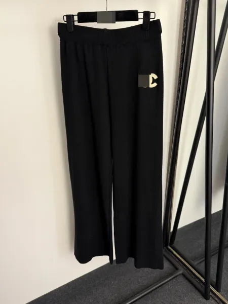 Chanel CC Logo Knit Set Black Sweater and Pants - 7