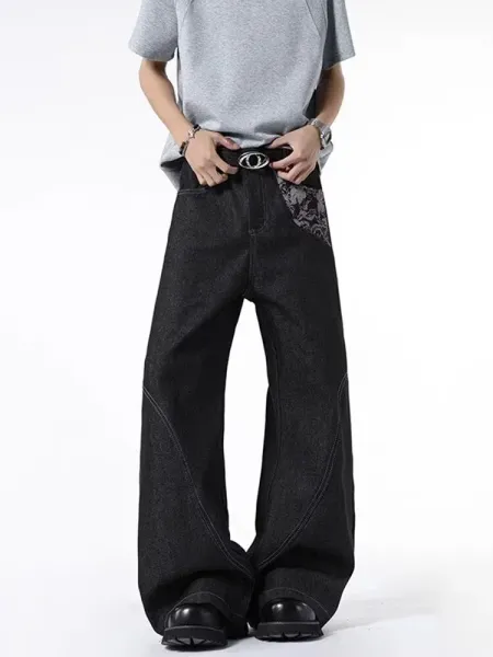 Gallery Dept. Embroidered Wide-Leg Black Jeans - 12