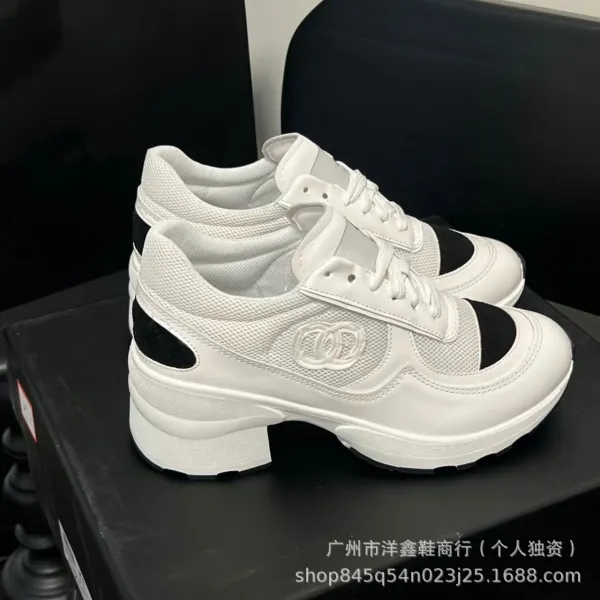 Chanel CC Logo Chunky Sneakers White Black - 15