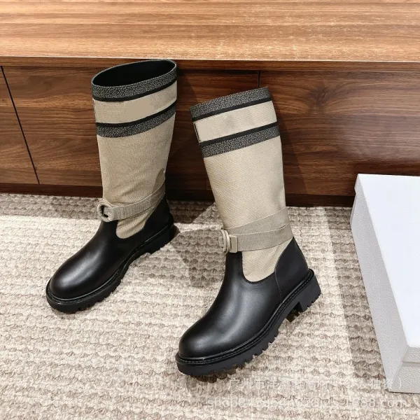 Off-White x Moncler Genius Logo-Print Combat Boots - 9