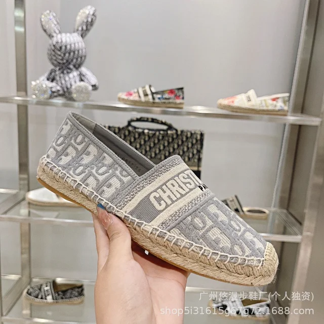 Dior Casual Shoes Canvas Espadrille Slip-On Flats with Braided Jute Soles product detail image 2