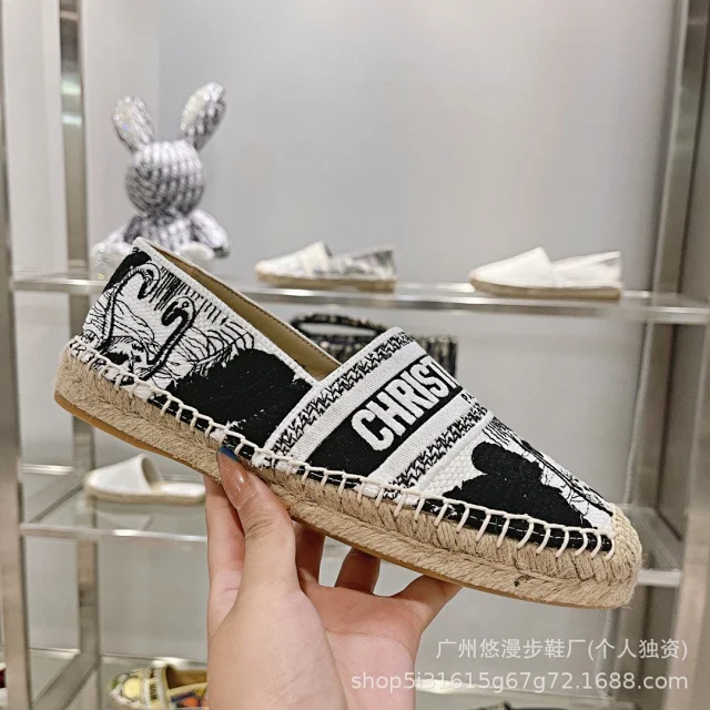 Dior Casual Shoes Canvas Espadrille Slip-On Flats with Braided Jute Soles product detail image 8