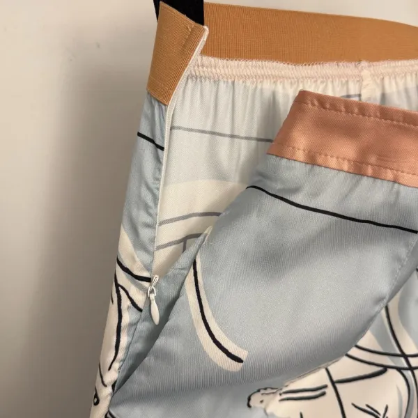 Multicolor Abstract Print Silk Sleepwear Set - 9
