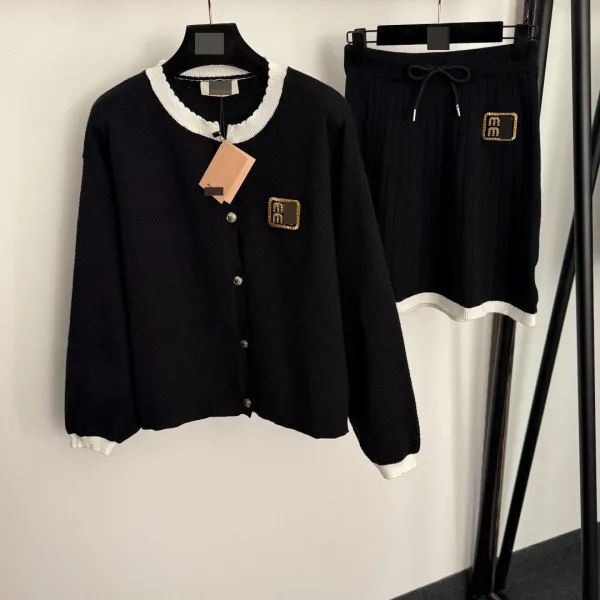 MMY Logo-Embellished Knit Cardigan and Ribbed Shorts Set Black - 4