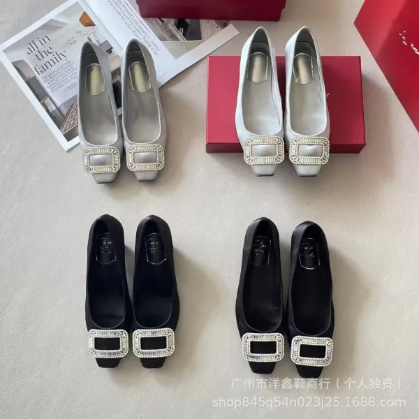Black Square-Buckle Embellished Loafers - 4