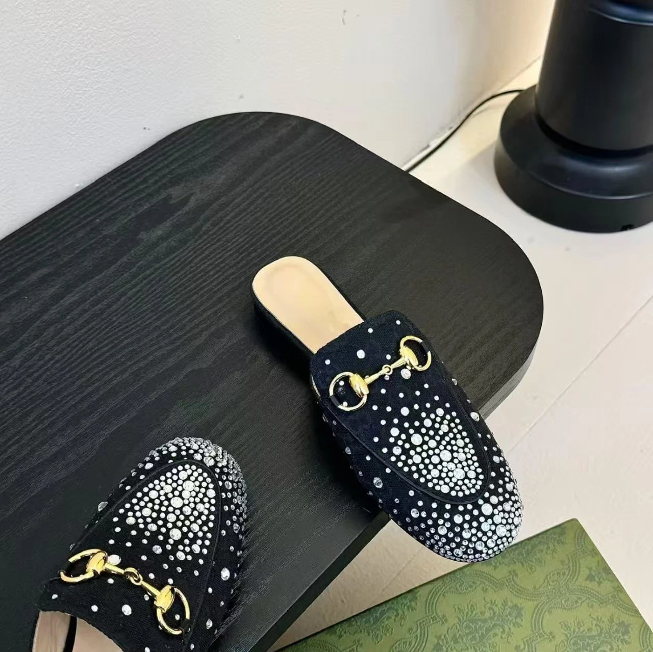 Gucci Princetown Crystal-Embellished Burgundy Loafers - 5