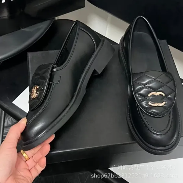 Chanel-inspired Quilted Loafers Black Slip-On Mules - 6
