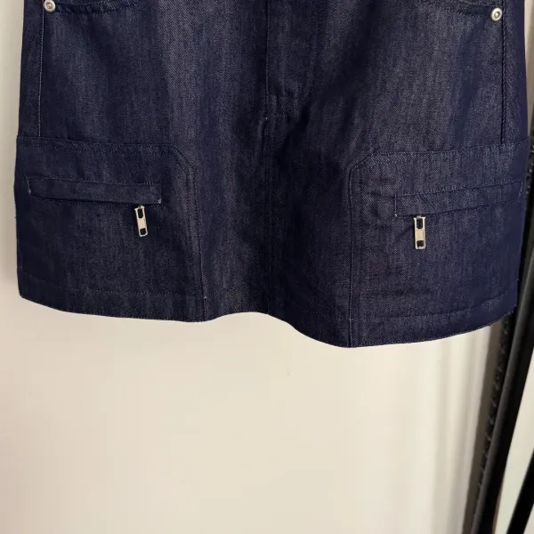 Chanel Denim Mini Skirt with Zippered Pockets Navy - 6